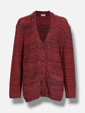 Leset Women's Orange Zoe Wool Cashmere Striped-Knit Cardigan Sweater OS